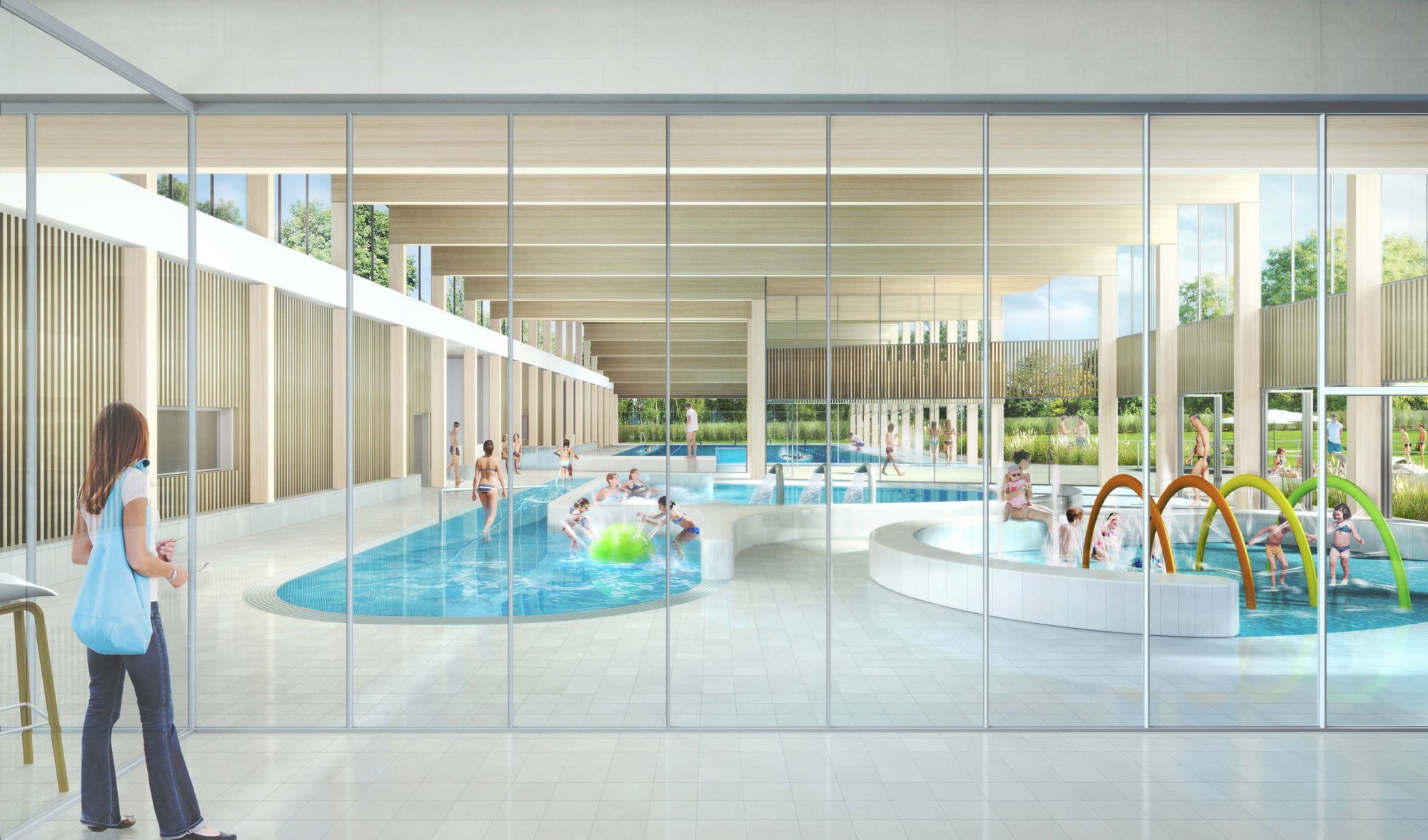 vue intérieure projet piscine BVL architecture